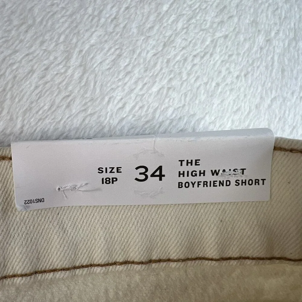LOFT Plus 34 18 Petite Shorts Baggy High Waist Boyfriend‎ Raw Hem Denim Stretch
